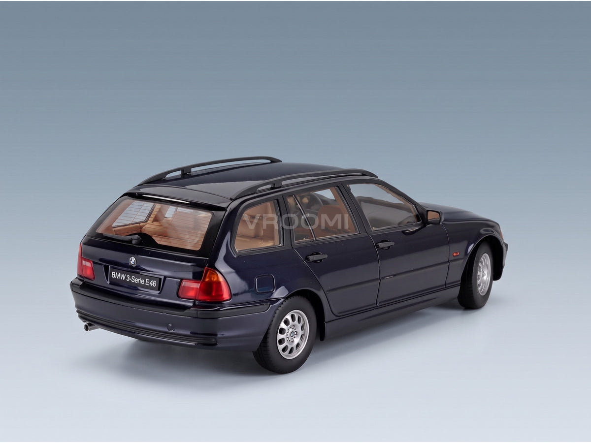 BMW 3-Series E46 Touring Station Wagon 1999 Blue KK Scale 1:18 scale model - rear three-quarter view