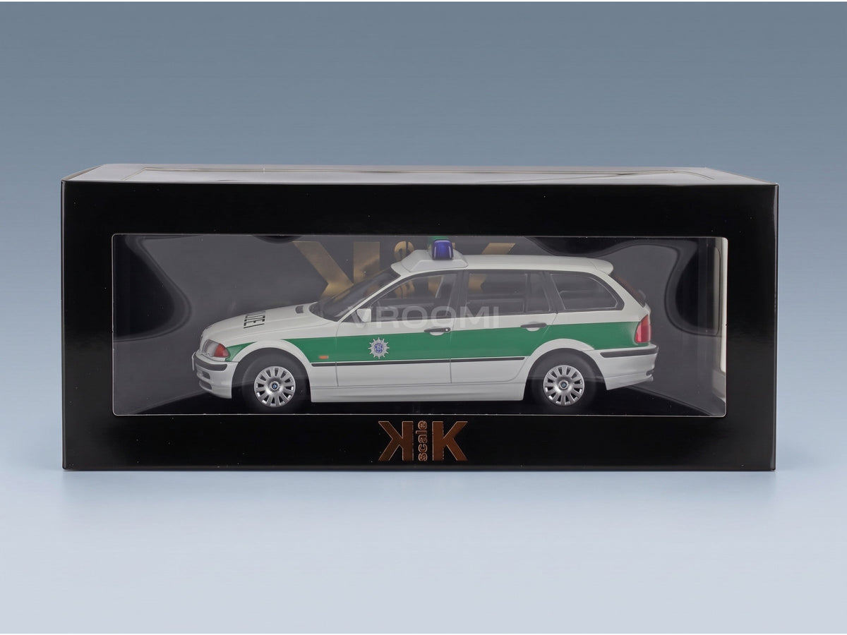 BMW 3-Series (E46) Touring SW Polizei 1999 White Green KK Scale 1:18 scale model - original packaging