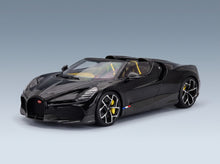 Bugatti Mistral W16 2023 Black with Showcase MR Model 1:18 scale model - front three-quarter view