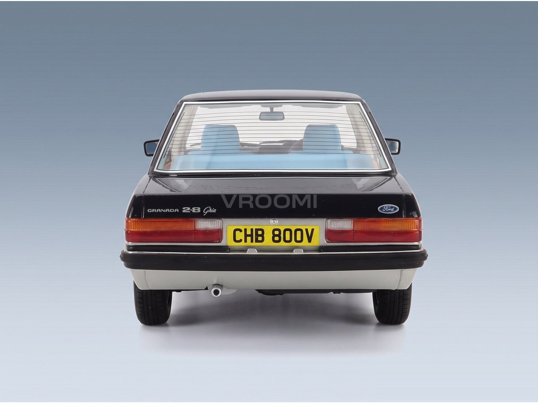 Ford Granada 2.8 Ghia Saloon 1978 Blue Silver Cult Scale Models 1:18 scale model - rear view