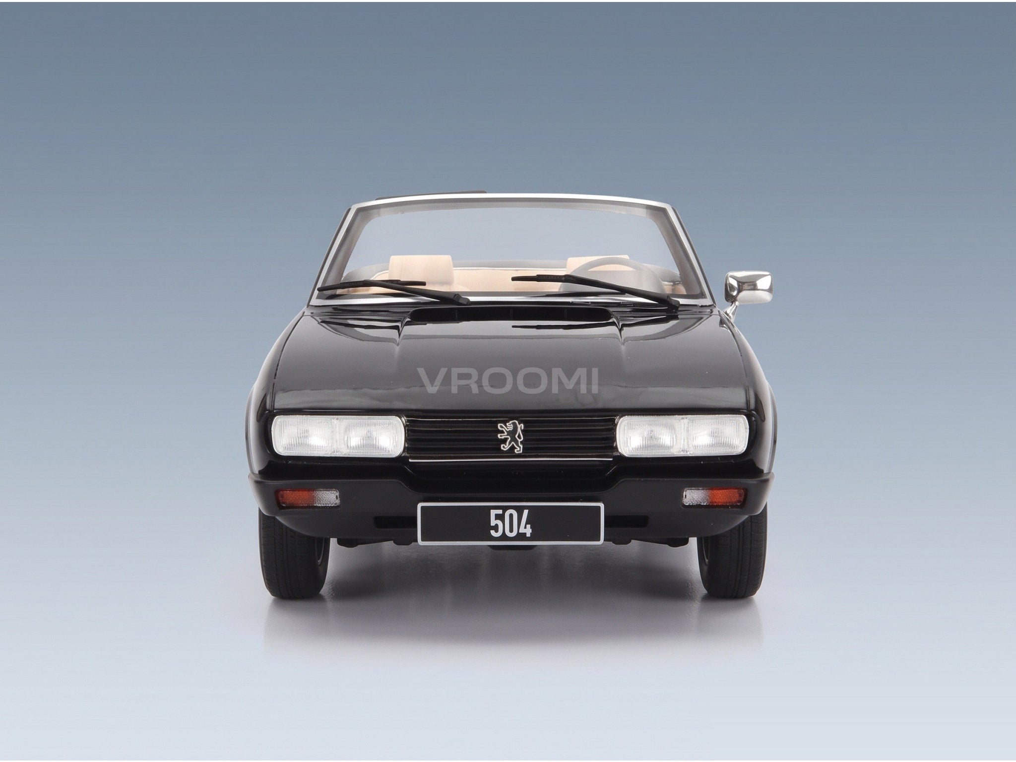 Peugeot 504 Cabriolet Open 1983 Black Cult Scale Models 1:18 scale model - front view