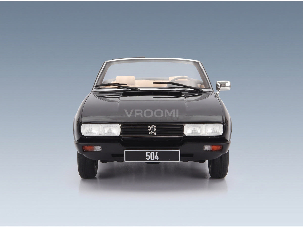 Peugeot 504 Cabriolet Open 1983 Black Cult Scale Models 1:18 scale model - front view