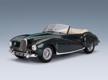 ASTON MARTIN - 2L SPORTS SPIDER CABRIOLET OPEN 1949 - GREEN MET scale model - front three-quarter view