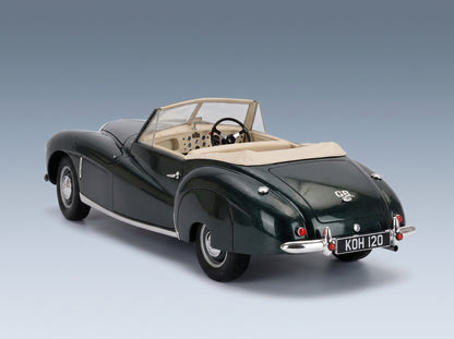 ASTON MARTIN - 2L SPORTS SPIDER CABRIOLET OPEN 1949 - GREEN MET scale model - rear three-quarter view