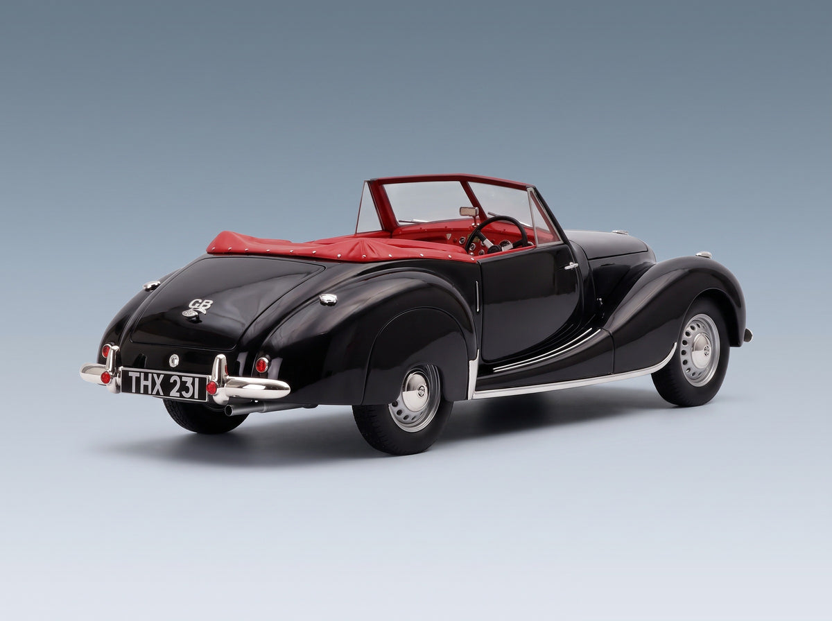 Aston Martin 2-Litre Sports Spider Cabriolet Open 1949 Black Cult Scale Models 1:18 scale model - rear three-quarter view