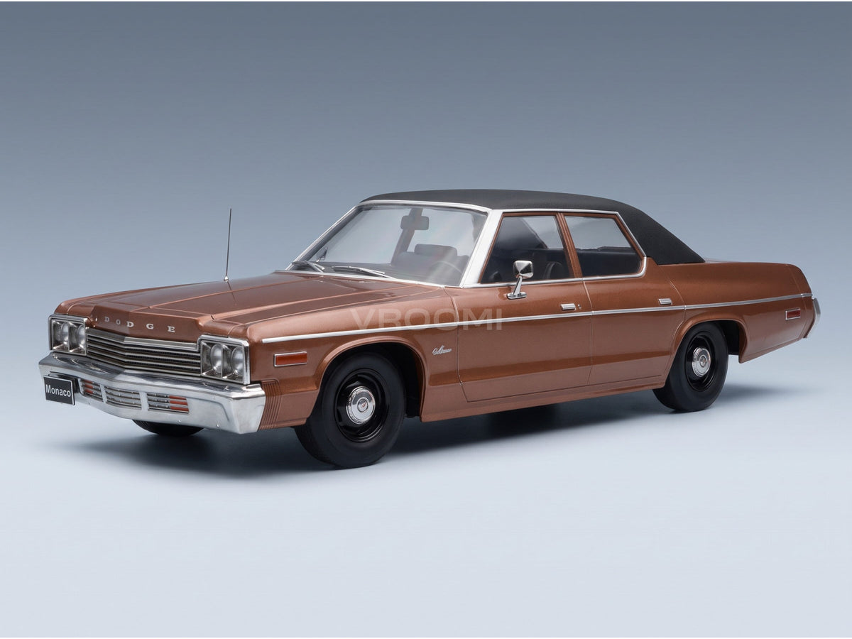 Dodge Monaco 1974 Brown Black KK Scale 1:18 scale model - front three-quarter view