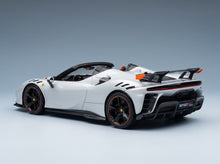 Ferrari SF90 XX Stradale Spider 2024 Bianco Artico with Showcase MR Models 1:18 scale model - rear three-quarter view