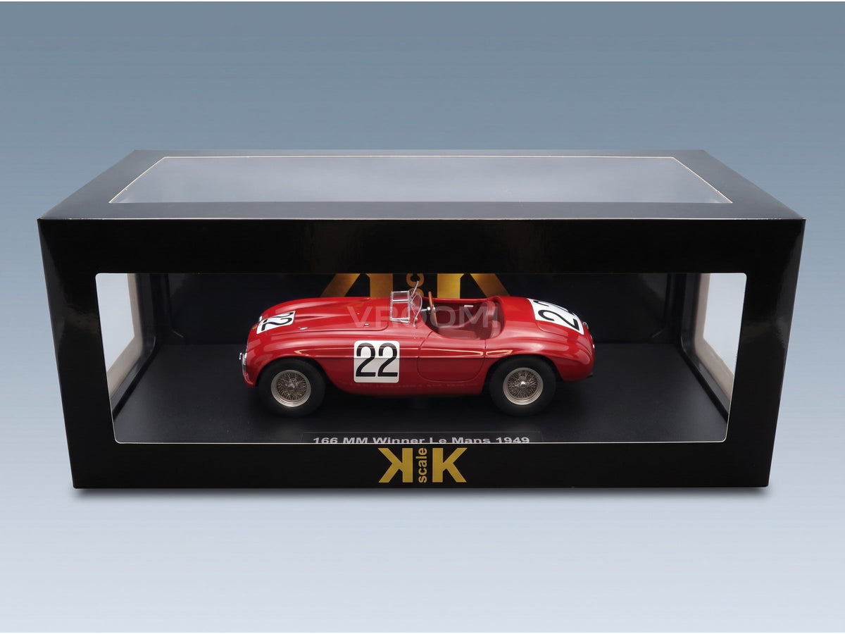 Ferrari 166MM Barchetta 2.0L V12 Spider Team Peter Mitchell-Thomson No. 22 L. Chinetti L. Seldson Winner 24h Le Mans 1949 KK Scale 1:18 scale model - original packaging