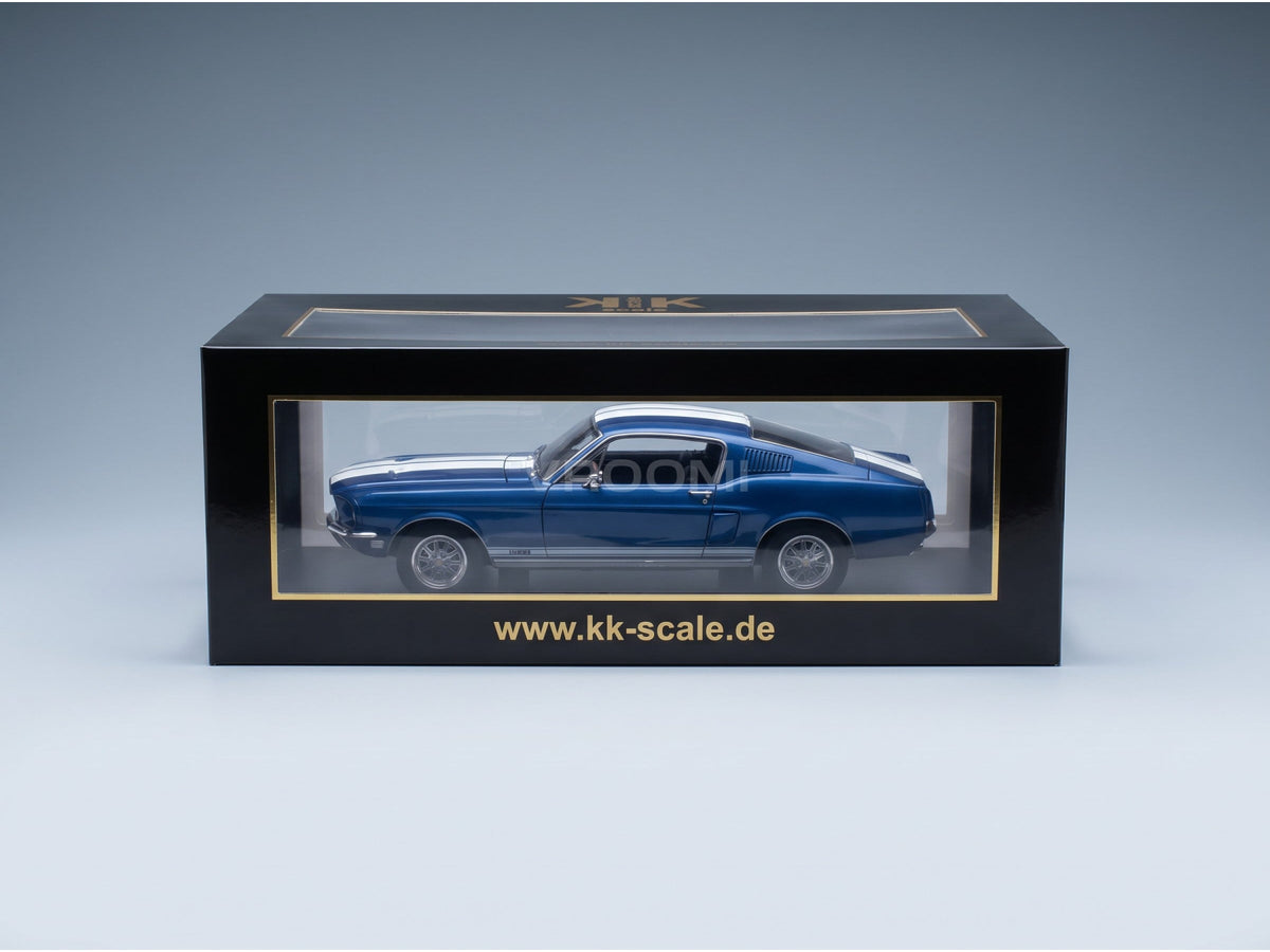 Ford Mustang GT Fastback Coupe 1968 Blue White KK Scale 1:12 scale model - original packaging