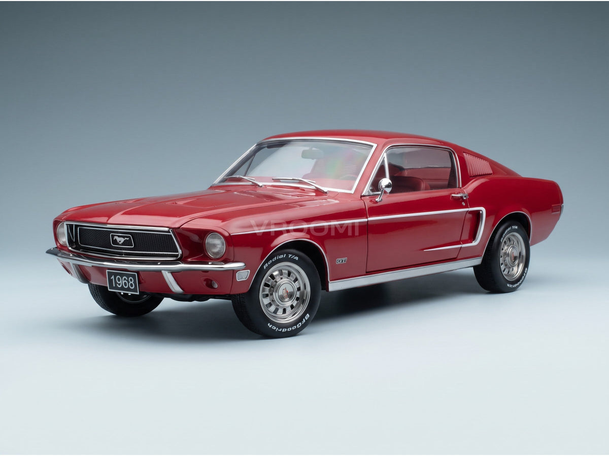 Ford Mustang GT Fastback Coupe 1968 Red KK Scale 1:12 scale model - front three-quarter view