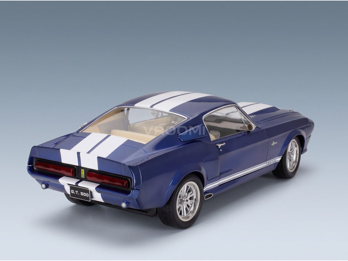 Ford Mustang Shelby GT500 Eleanor Coupe 1967 Blue White KK Scale 1:12 scale model - rear three-quarter view