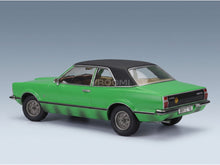 Ford Taunus GXL with Vinyl Roof Bang Boom Bang Movie 1971 Green Matt Black Dirty Version KK Scale 1:18 scale model - rear three-quarter view