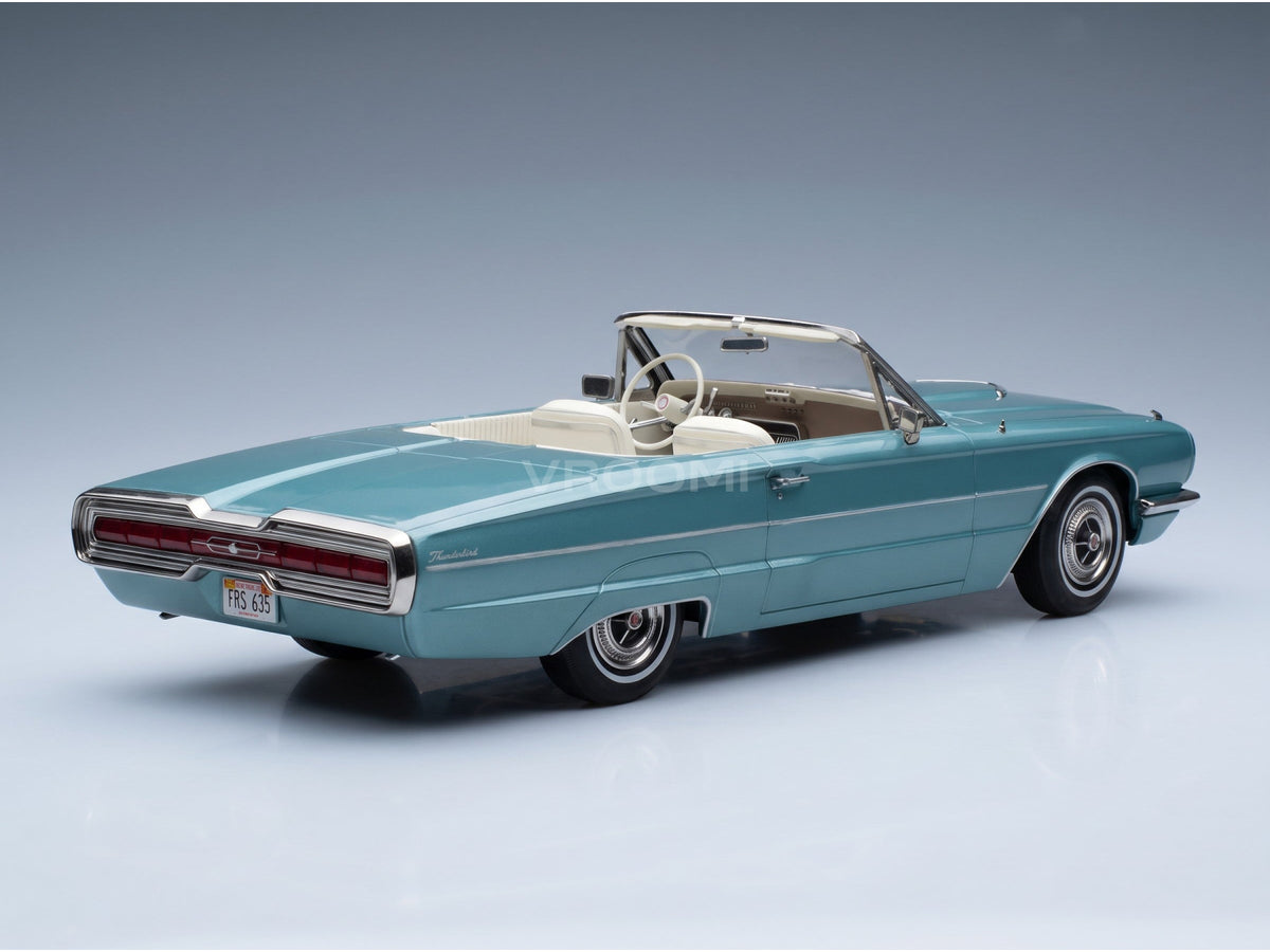 Ford Thunderbird Cabriolet Open 1966 Light Blue KK Scale 1:18 scale model - rear three-quarter view