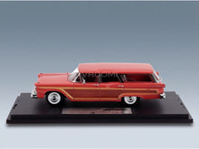 Ford Country Squire Station Wagon 1959 Dark Pink Wood Goldvarg 1:43 scale model - side view on display base