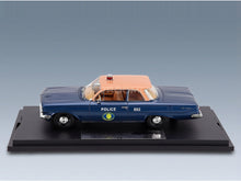 Chevrolet Biscayne Nassau County Police 1961 Dark Blue Pink Goldvarg 1:43 scale model - side view on display base