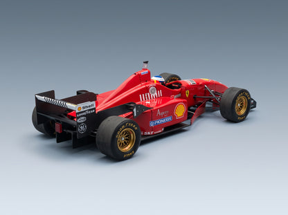Ferrari F310 No. 1 Michael Schumacher Season 1996 with Showcase GP Replicas 1:18 scale model - rear three-quarter view