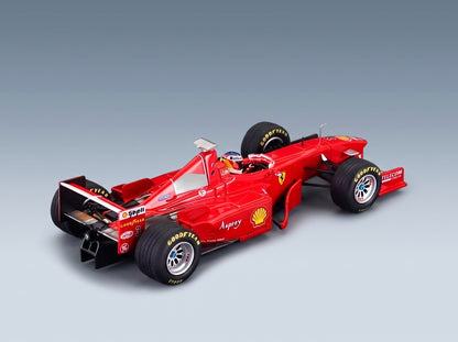 Ferrari F300 No. 3 Michael Schumacher Pole Position Winner Italian GP Monza 1998 with Driver GP Replicas 1:43 scale model - rear three-quarter view