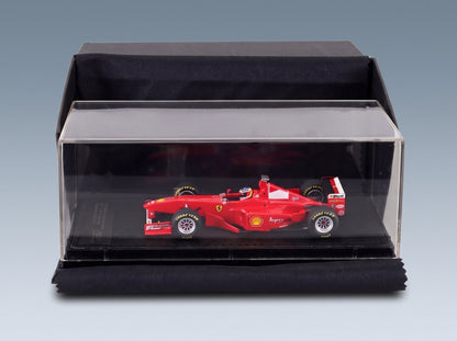 Ferrari F300 No. 3 Michael Schumacher Pole Position Winner Italian GP Monza 1998 with Driver GP Replicas 1:43 scale model - side view in display case