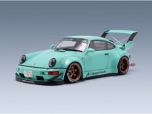 Porsche 911 964 RWB Kashiwa 2022 Light Blue GT Spirit 1:18 scale model - front three-quarter view