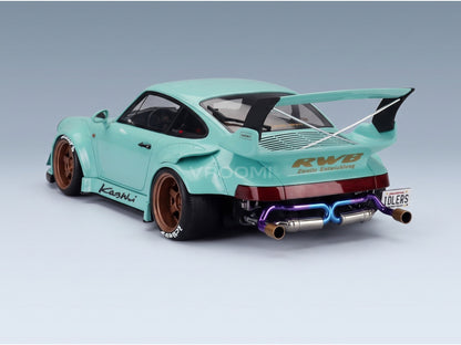 Porsche 911 964 RWB Kashiwa 2022 Light Blue GT Spirit 1:18 scale model - rear view
