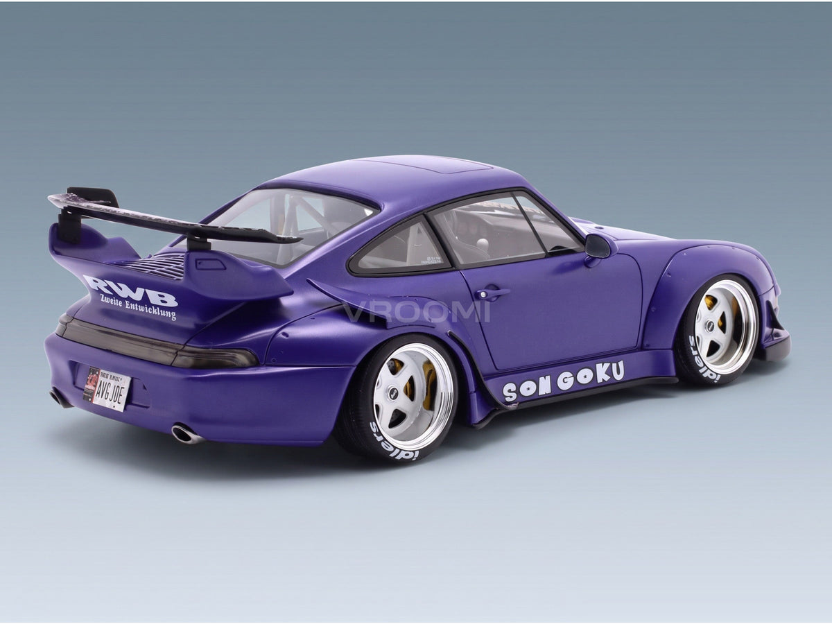 Porsche 911 993 RWB Rauh-Welt Son Goku 2024 Purple GT Spirit 1:18 scale model - rear three-quarter view