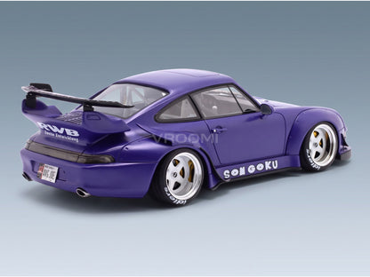 Porsche 911 993 RWB Rauh-Welt Son Goku 2024 Purple GT Spirit 1:18 scale model - rear three-quarter view