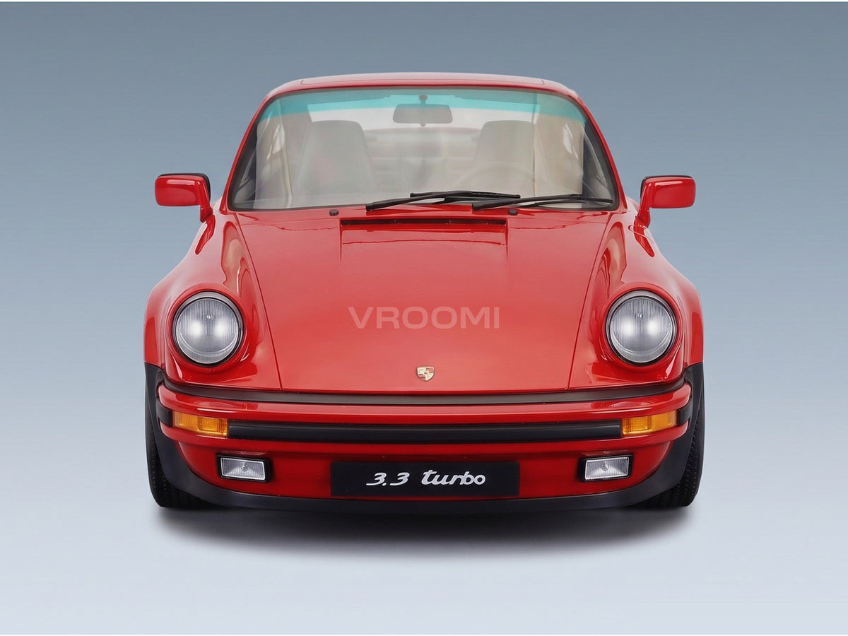 Porsche 911 Turbo (930) 3.3L Coupe 1989 Red with Showcase GT Spirit 1:8 scale model - front view