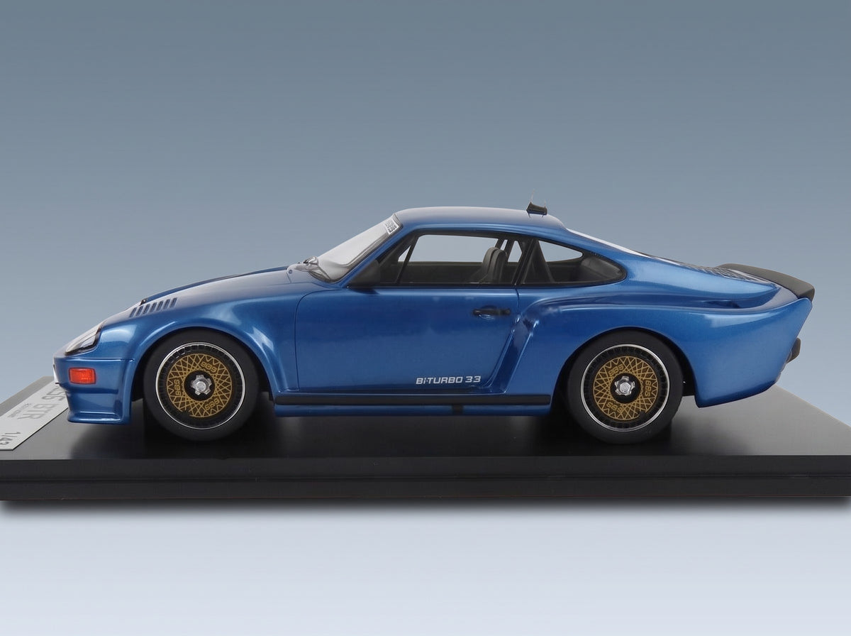Porsche 911 930 Biturbo 3.3 Almeras 1993 Blue Metallic Kess Model 1:18 scale model - side view