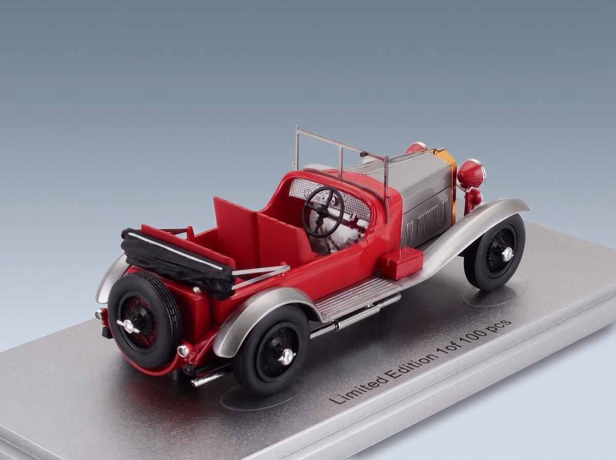 Alfa Romeo RL Super Sport 4 Posti Without Covered Seat 1927 Red Silver Kess Model 1:43 scale model - rear three-quarter view