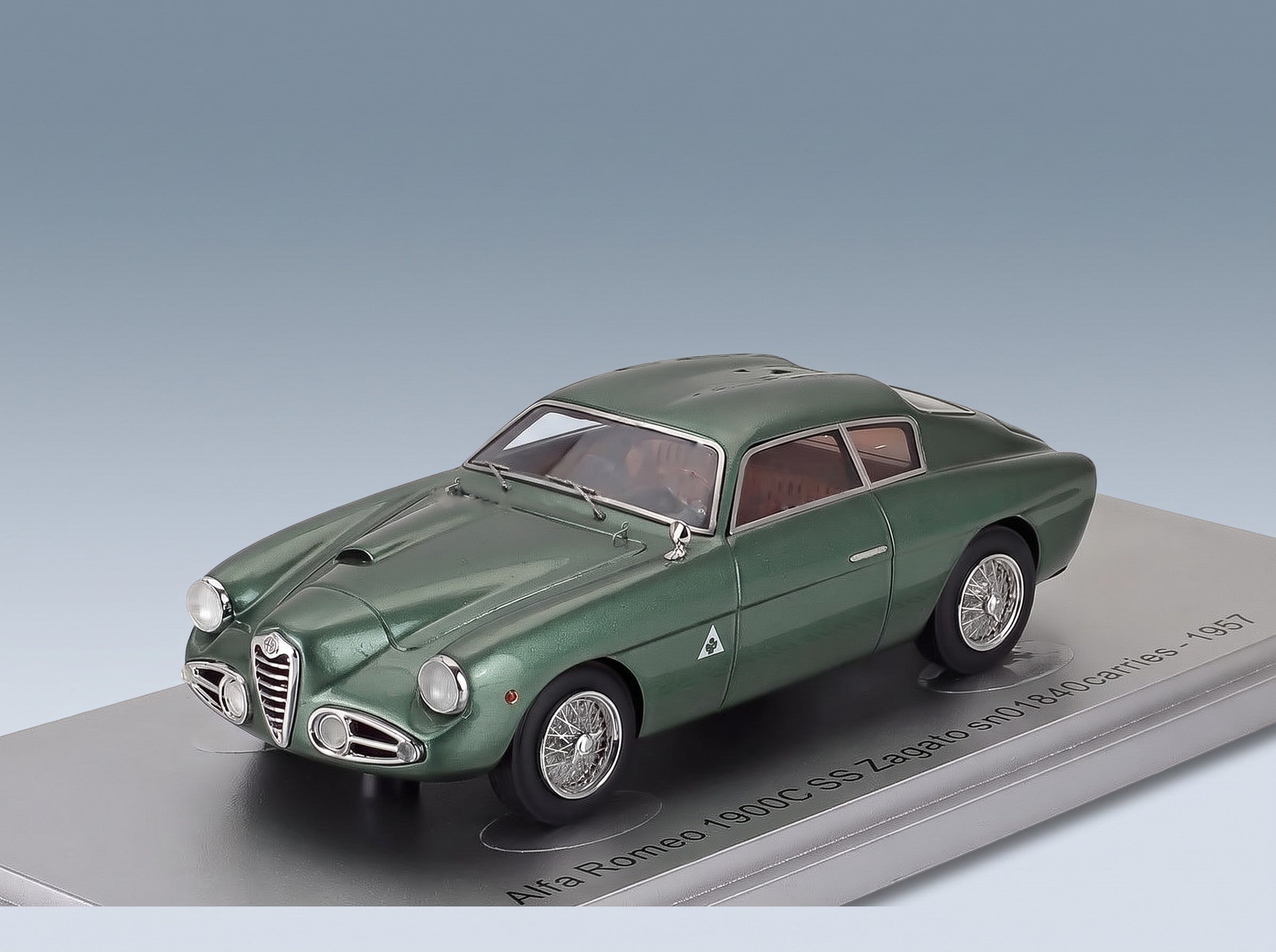 Alfa Romeo 1900C SS SN01840 Zagato Coupé 1957 Green Metallic Kess Model 1:43 scale model - front three-quarter view