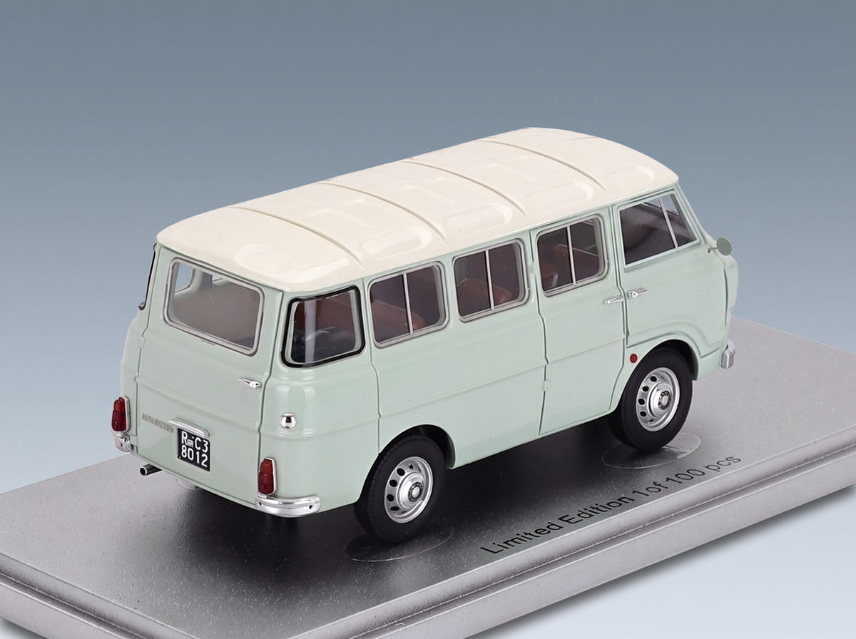 Alfa Romeo F-12 Minibus 1-Series 1967 Very Light Green White Kess Model 1:43 scale model - rear three-quarter view