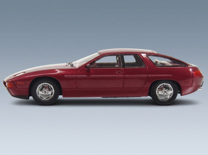 Porsche 928 Custom Factory 4-Door Sedan 1986 Red Metallic Kess Model 1:43 scale model - side view
