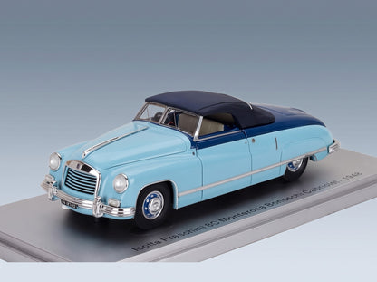 Isotta Fraschini 8C Monterosa Boneschi Cabriolet Closed 1948 Two-Tone Blue Black Kess Model 1:43 - front three-quarter view