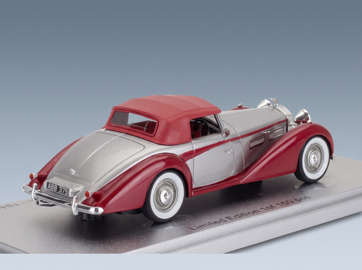 Bentley MKVI Drophead Ch.B122DA Coupé Cabriolet Closed 1949 Silver Red Kess Model 1:43 scale model - rear three-quarter view