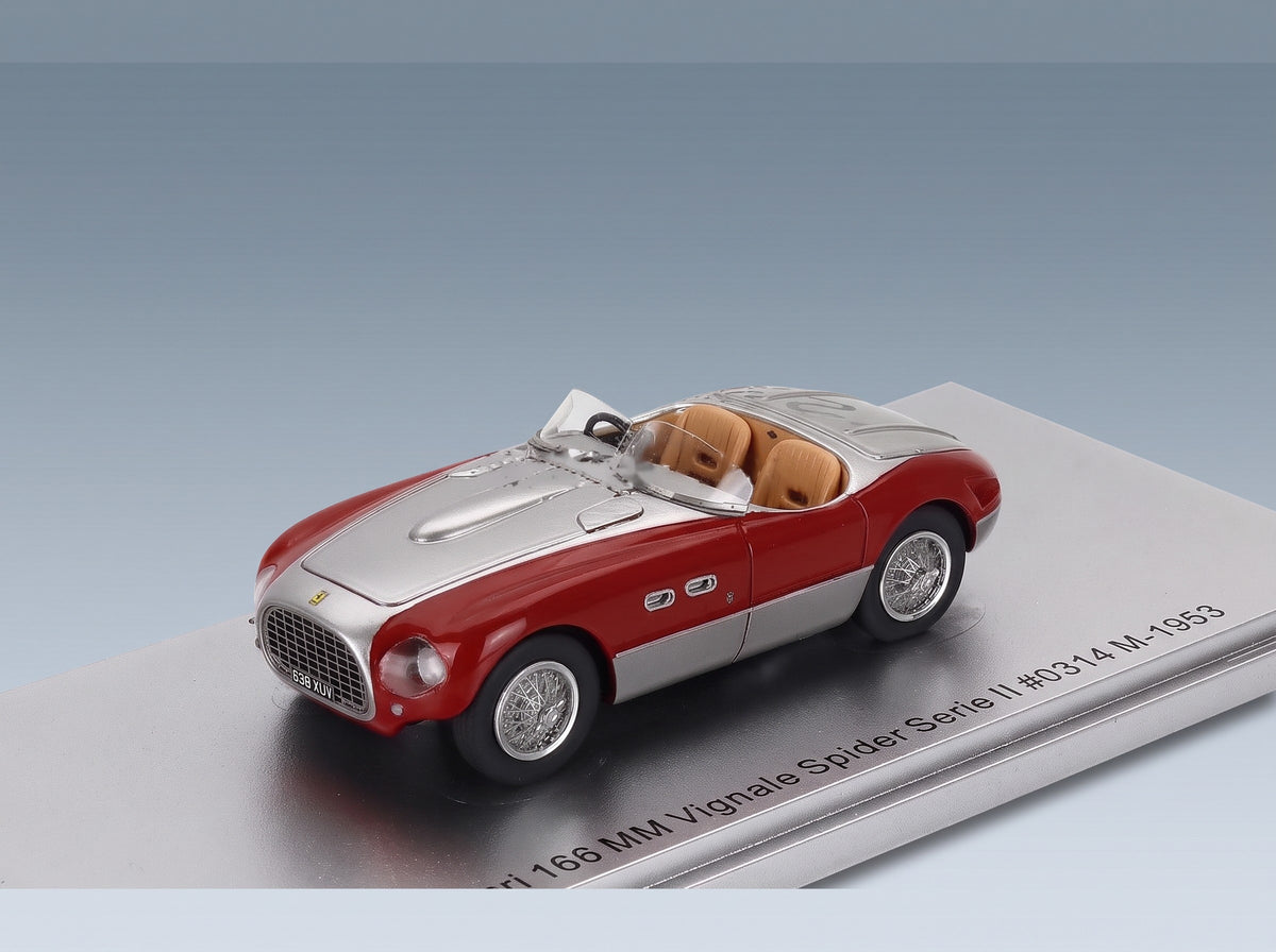 Ferrari 166 MM Vignale Sn.0314M Spider 2-Series 1953 Red Silver Kess Model 1:43 scale model - front three-quarter view