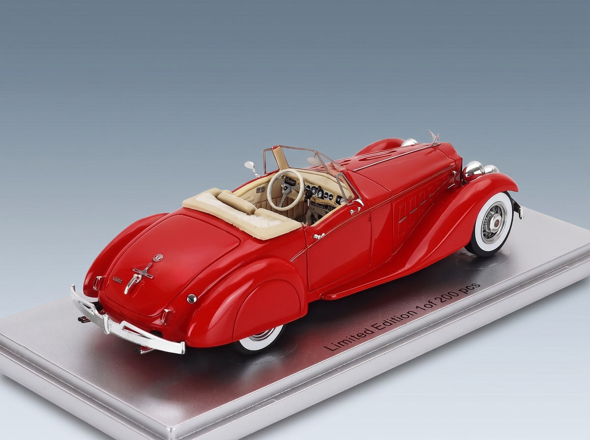 Packard Bayliff 1107 Roadster Open 1934 Red Kess Model 1:43 scale model - rear three-quarter view