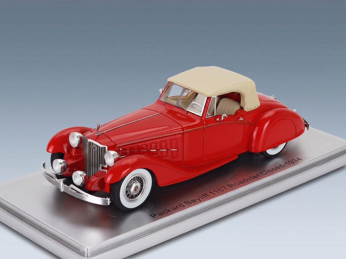 Packard Bayliff 1107 Roadster Closed 1934 Red Beige Kess Model 1:43 scale model - front three-quarter view