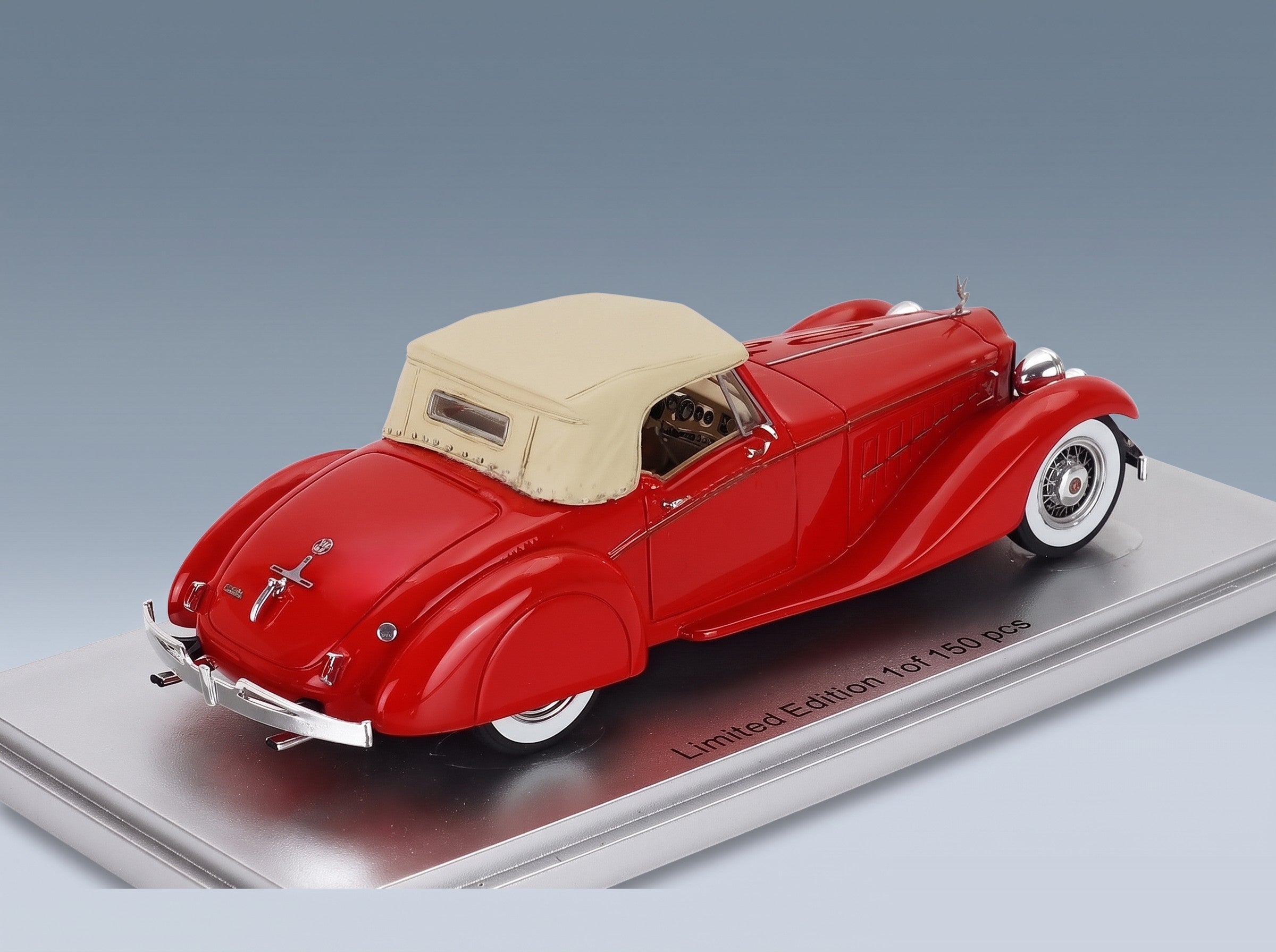 Packard Bayliff 1107 Roadster Closed 1934 Red Beige Kess Model 1:43 scale model - rear three-quarter view