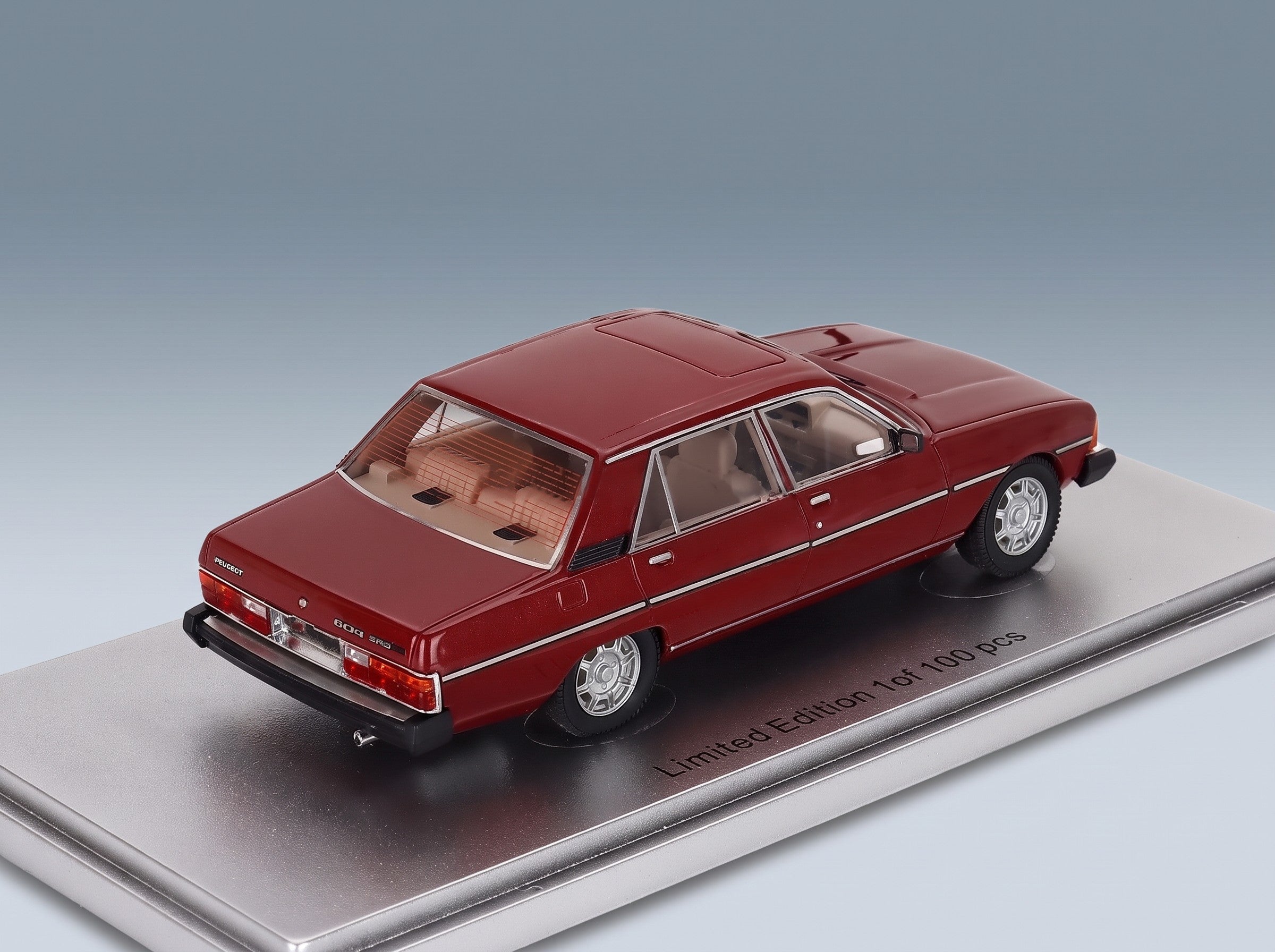 Peugeot 604 SRD Turbo 1983 Red Kess Model 1:43 scale model - rear three-quarter view