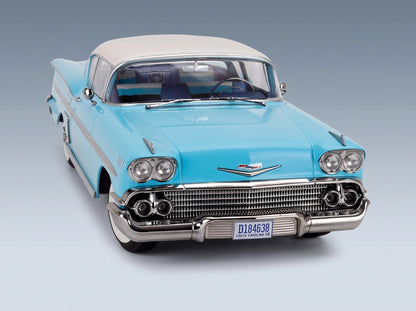 CHEVROLET - BEL AIR IMPALA COUPE 1958 - TURQUOISE WHITE scale model - front view