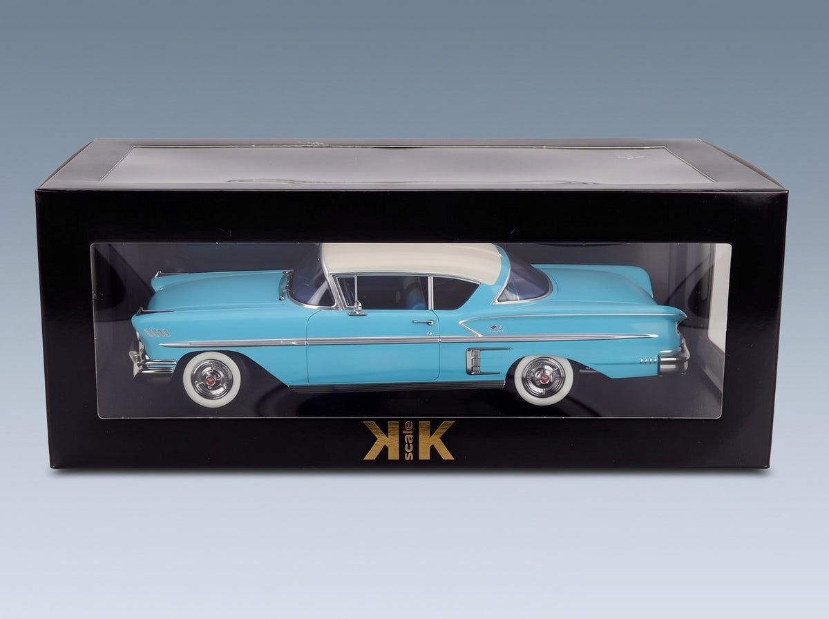 CHEVROLET - BEL AIR IMPALA COUPE 1958 - TURQUOISE WHITE scale model - original packaging