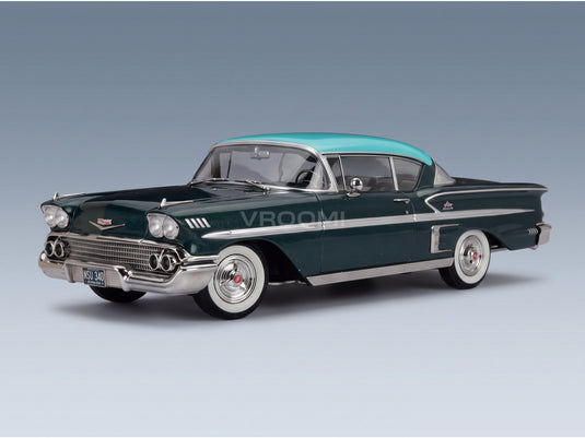 CHEVROLET - BEL AIR IMPALA COUPE 1958 - 2 TONE GREEN scale model - front three-quarter view