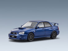 Subaru Impreza S203 2005 Blue Kyosho 1:43 scale model - front three-quarter view