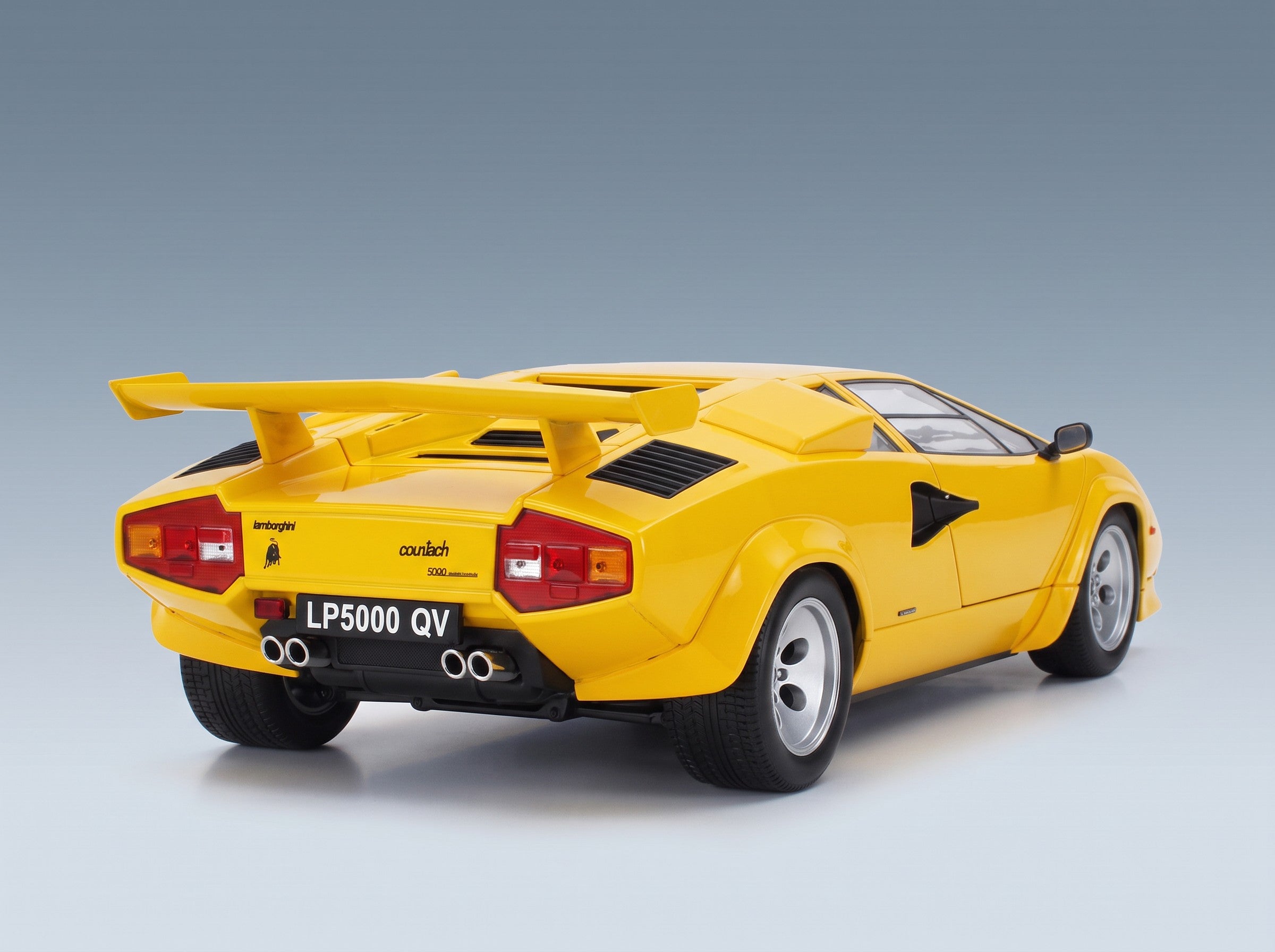 Lamborghini Countach LP 5000S QV 1985 Yellow KK Scale 1:12 scale model - rear three-quarter view