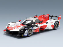 Toyota GR010 3.5L V6 Twin Turbo Hybrid Team Gazoo Racing No. 7 Mike Conway Kamui Kobayashi Jose Maria Lopez 24h Le Mans 2023 IXO Models 1:18 scale model - front three-quarter view