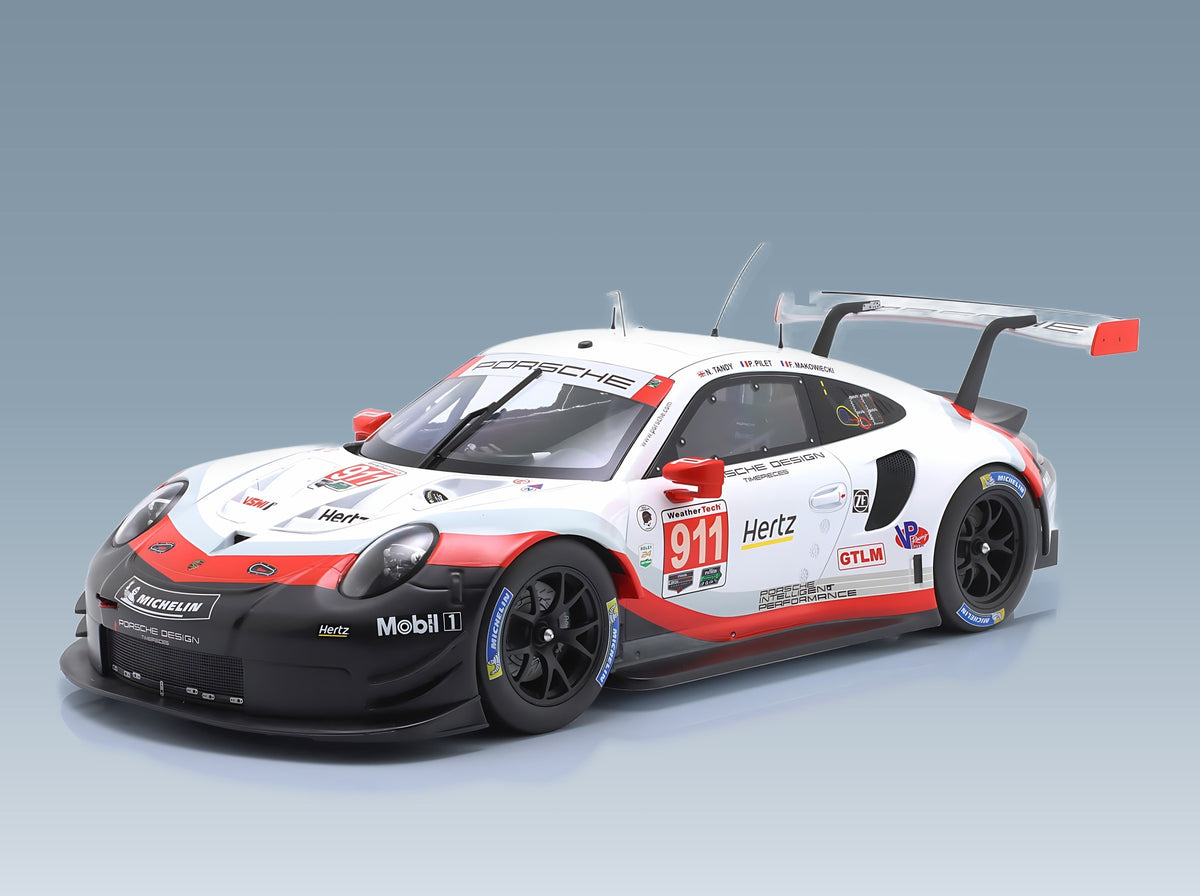 Porsche 911 991 RSR 4.0L Porsche GT No. 911 Fred Makowiecki Patrick Pilet Nick Tandy 24h Daytona 2018 IXO Models 1:12 scale model - front three-quarter view