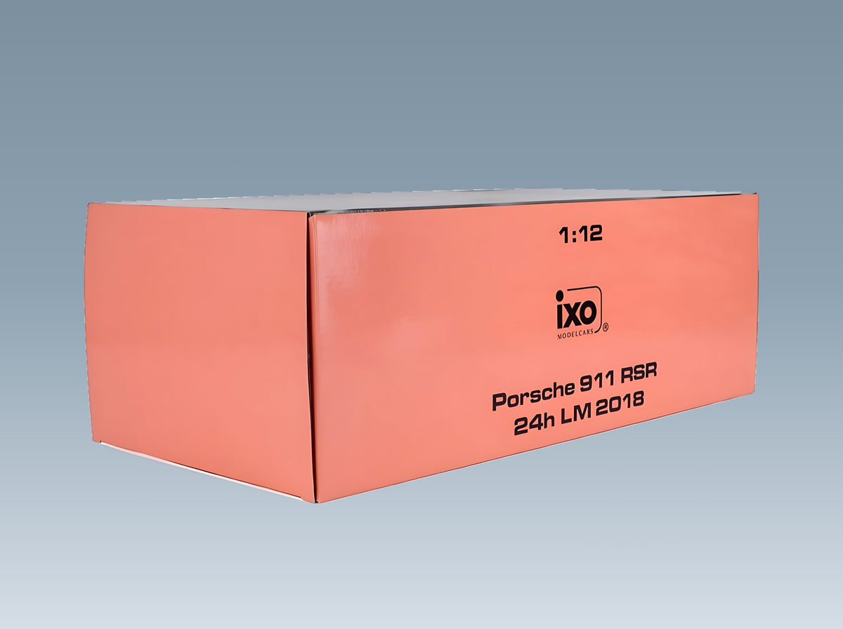 Porsche 911 991 RSR Porsche GT No. 92 Christensen Estre Vanthoor Winner LMGTE Pro Pink Pig Tribute 24h Le Mans 2018 IXO Models 1:12 scale model - original packaging