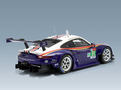 Porsche 911 991 RSR Porsche GT Team No. 91 2nd LMGTE Pro Richard Lietz Gianmaria Bruni Frederic Makowiecki 24h Le Mans 2018 IXO Models 1:12 scale model - rear three-quarter view