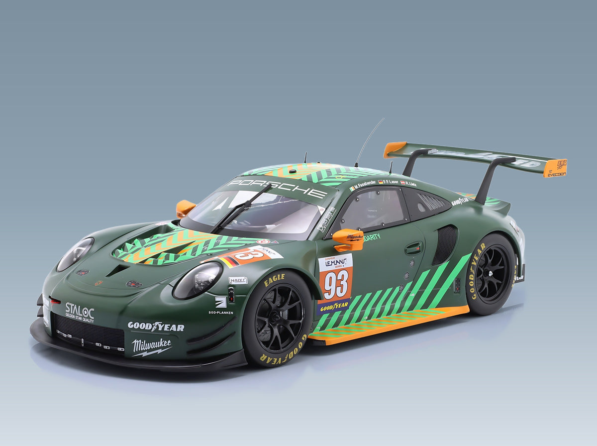 Porsche 911 991 RSR Proton Competition No. 93 Fassbender Fernandez Laser Lietz Green ELMS 2020 IXO Models 1:12 scale model - front three-quarter view