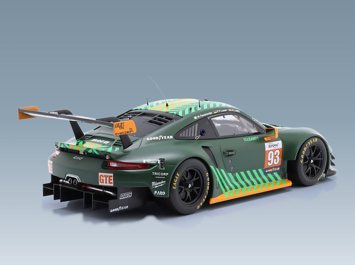 Porsche 911 991 RSR Proton Competition No. 93 Fassbender Fernandez Laser Lietz Green ELMS 2020 IXO Models 1:12 scale model - rear three-quarter view